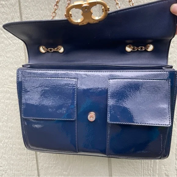 Tory Burch handbags cross body shoulder Gemini Link Patent Leather Golden Chain - Picture 5 of 16